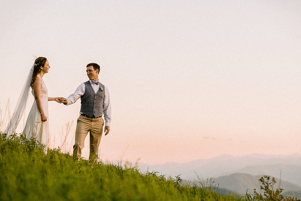 Sunset bride and groom photos at max patch.
