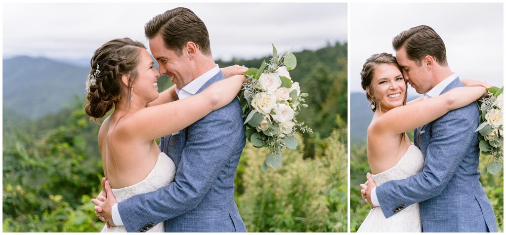 Bride and groom photos during an adventure session at the Blue Ridge Parkway.