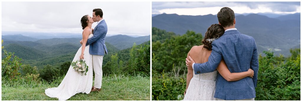 Bride and groom vow exchange at the blue ridge parkway.