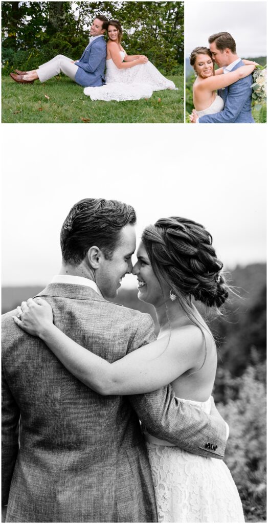 Bride and groom adventure session photos at the Blue Ridge Parkway in Asheville, NC.