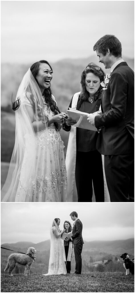 Black and white elopement ceremony images