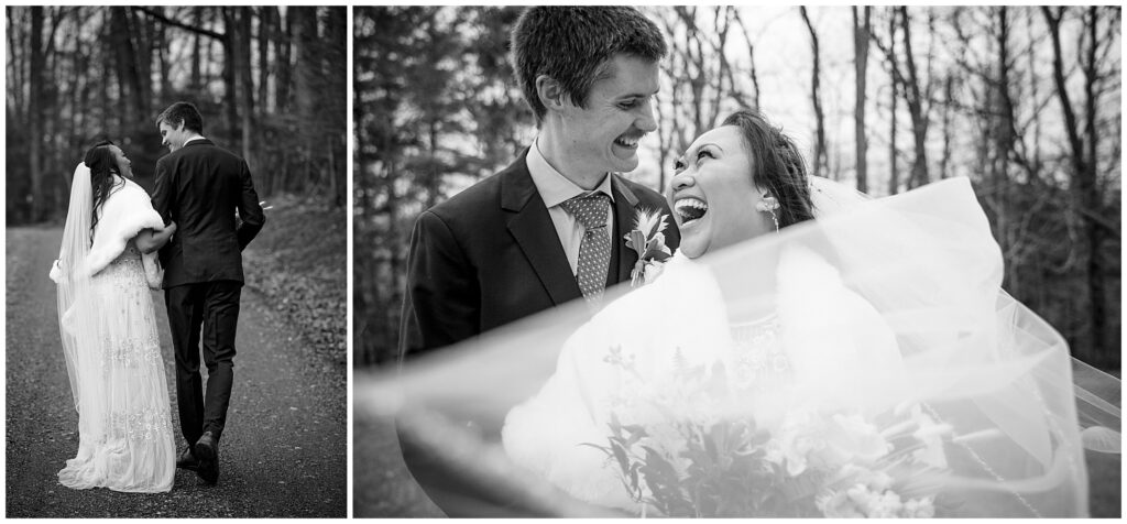 black and white images of the bride and groom at the Ridge