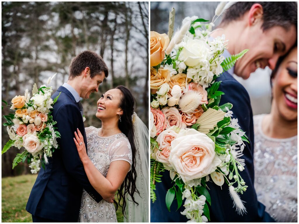 Colorful bridal bouquet for asheville elopement