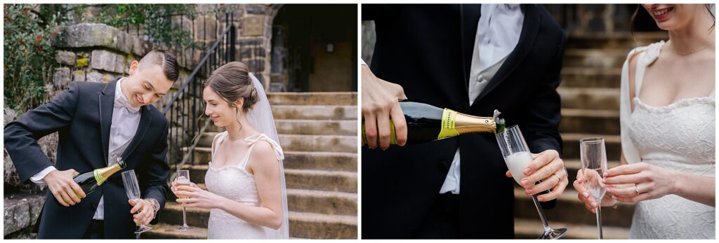 Asheville all-inclusive elopement champagne celebration at Homewood