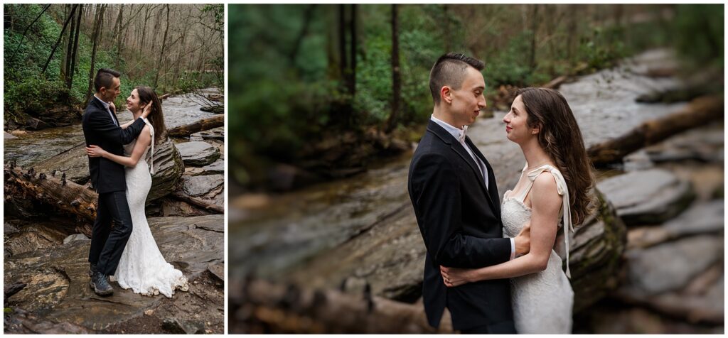 Winter waterfall elopement portraits  in Asheville | Legacy & Legend All-Inclusive Elopement