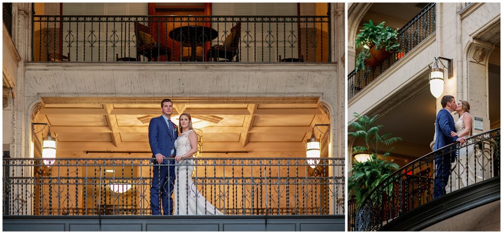 The bride and groom took indoor portraits to keep warm before their winter elopement at Bearwallow Mountain.