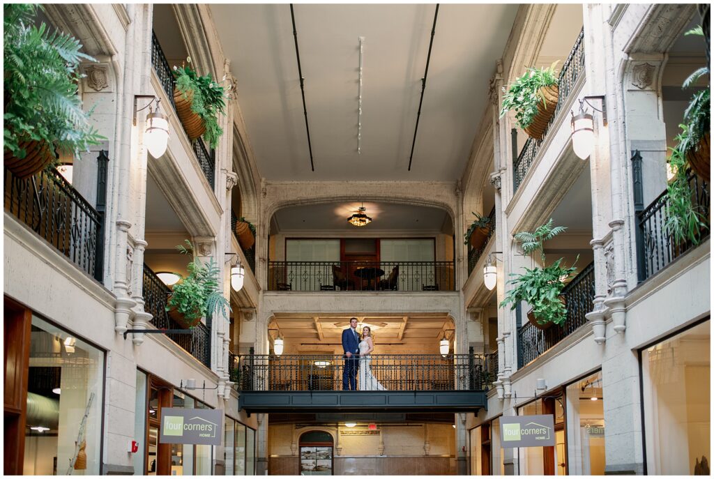 Indoor winter portrait ideas in Asheville NC at the Grove Arcade.