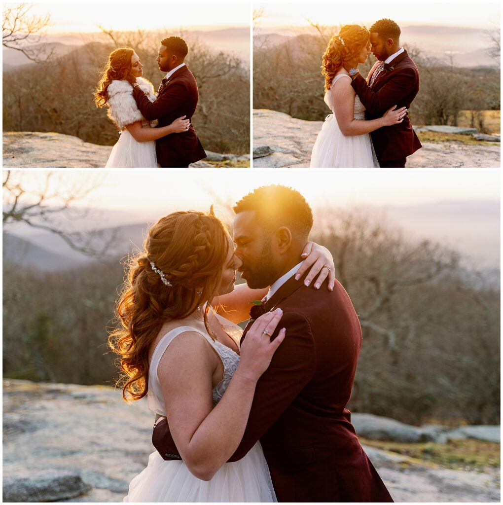 sunset glow portraits after their winter elopement