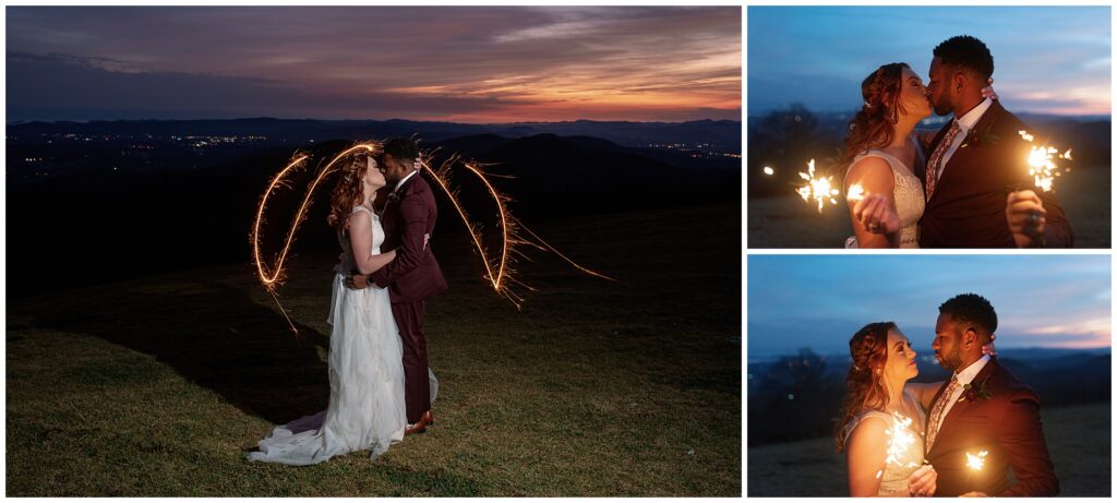 elopement sparkler photos in asheville nc