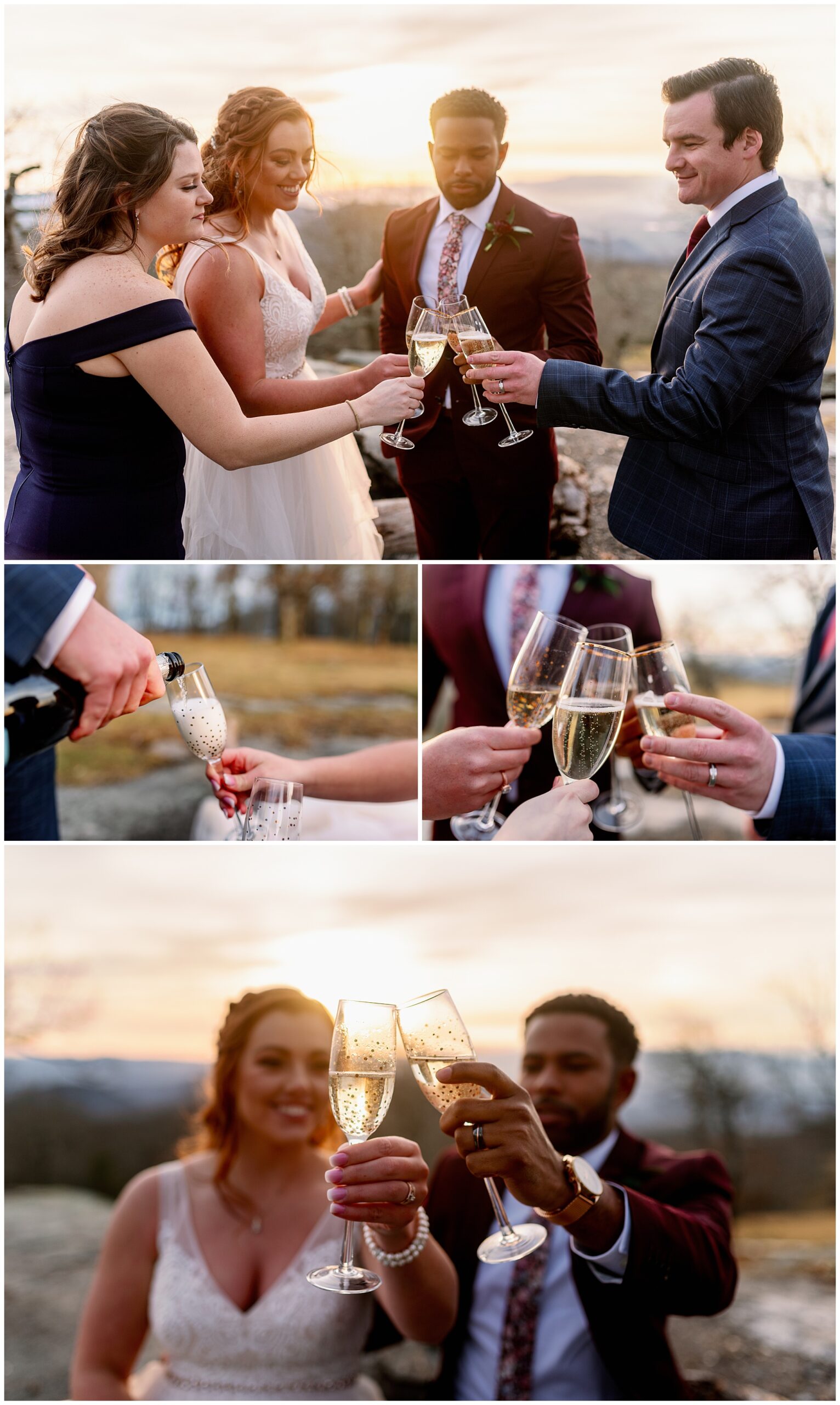 sharing champagne with their witnesses to celebrate their marriage