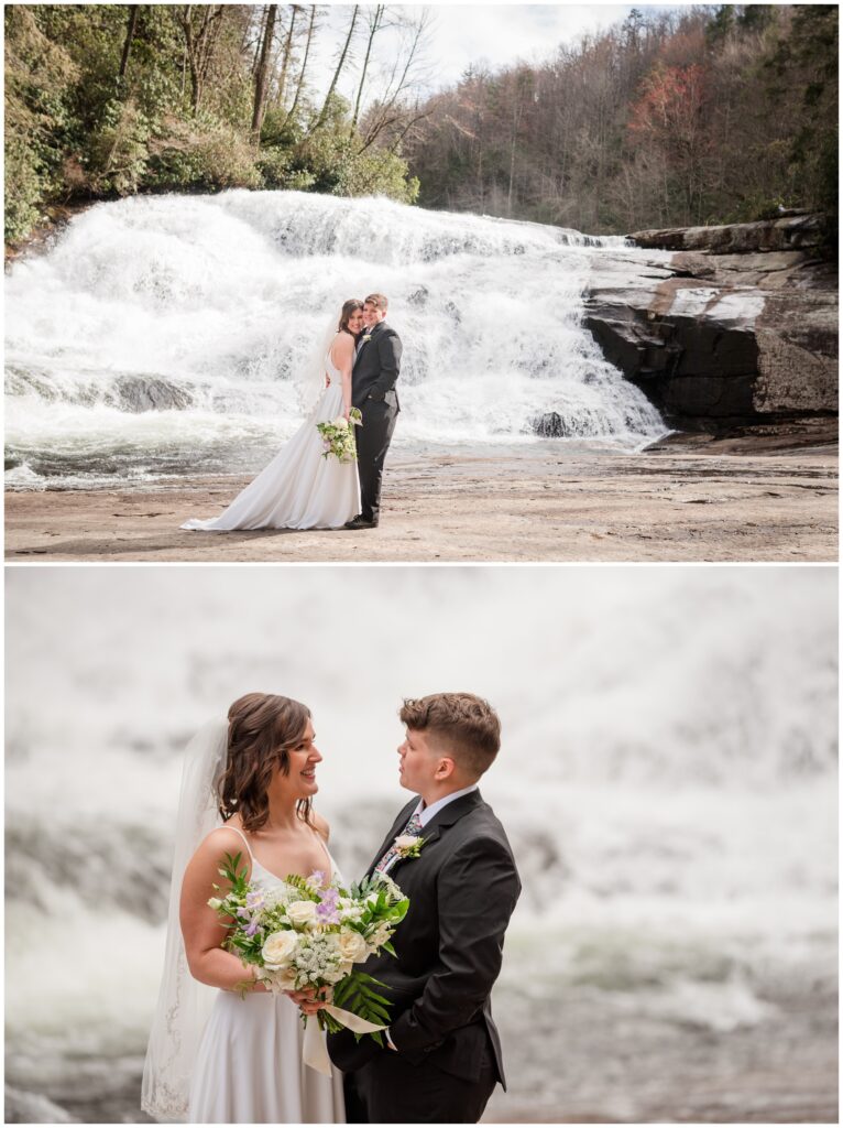 Waterfall elopement of a same sex couple in Asheville.