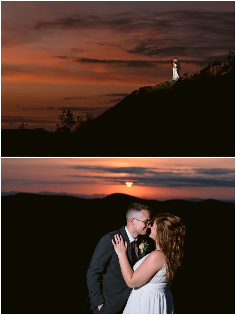 Sunset portraits on top of Black Balsam with flash.