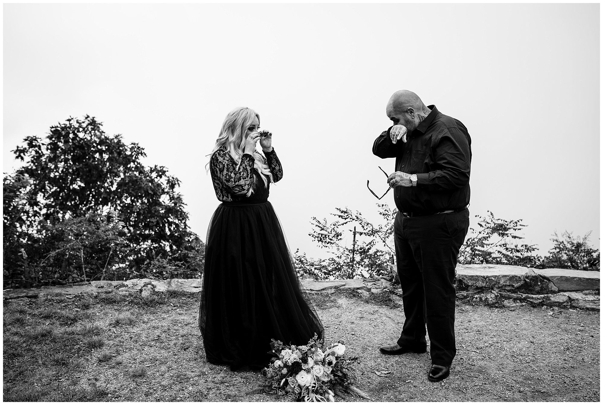 Emotional couple after exchanging vows during their elopement 