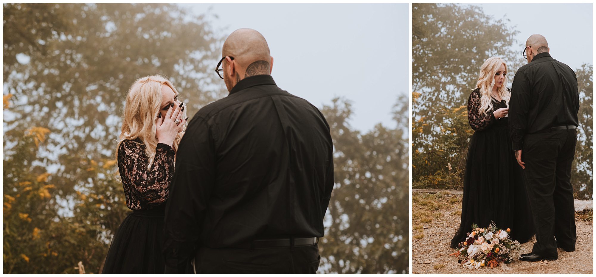 Mountain Top vow exchange with the couple only at elopement 