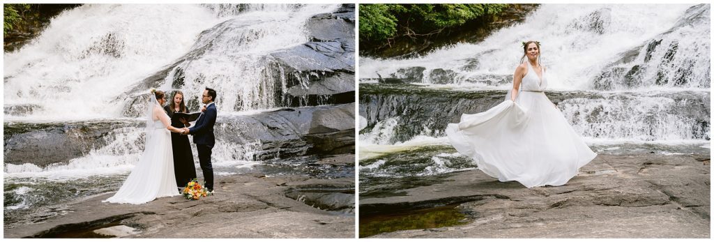 Waterfall elopement ceremony in Asheville North Carolina.