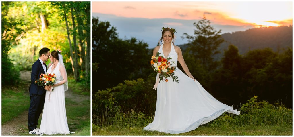 Blue Ridge Parkway elopement at sunset.