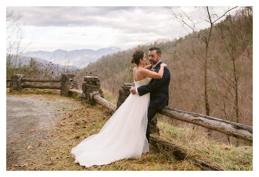 Bride and groom elopement photos in the mountains of NC.