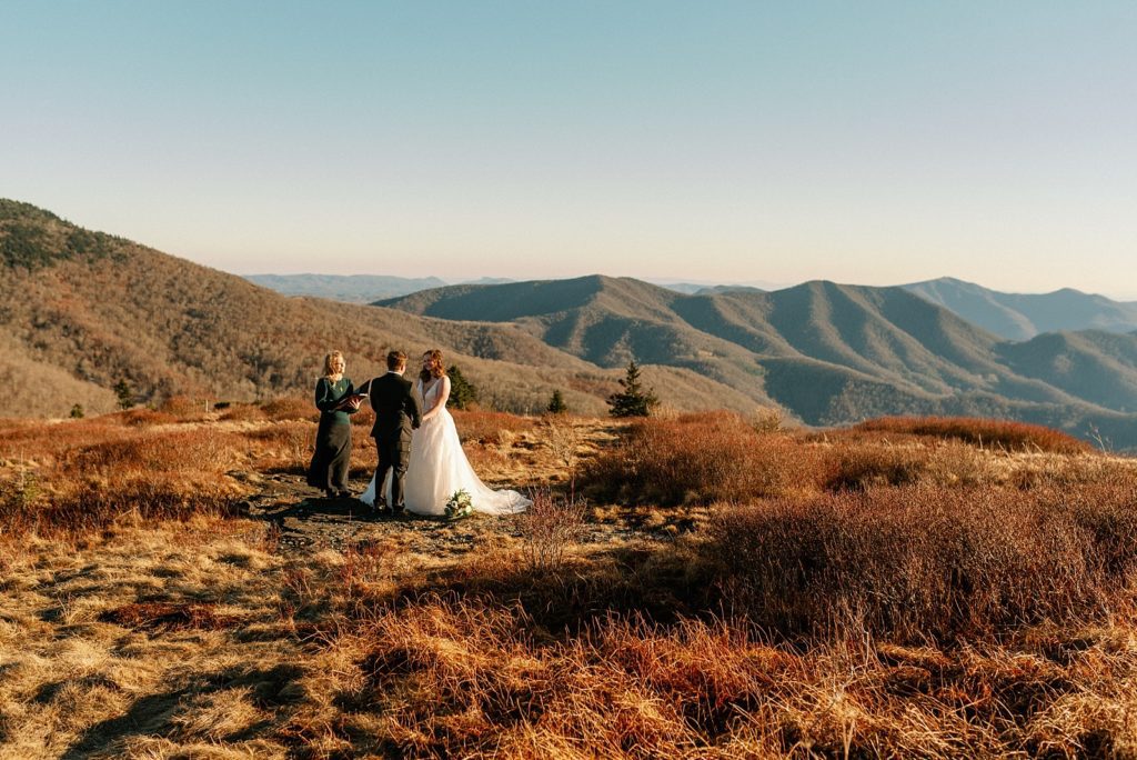 Winter sunrise elopements in the blue ridge mountains.