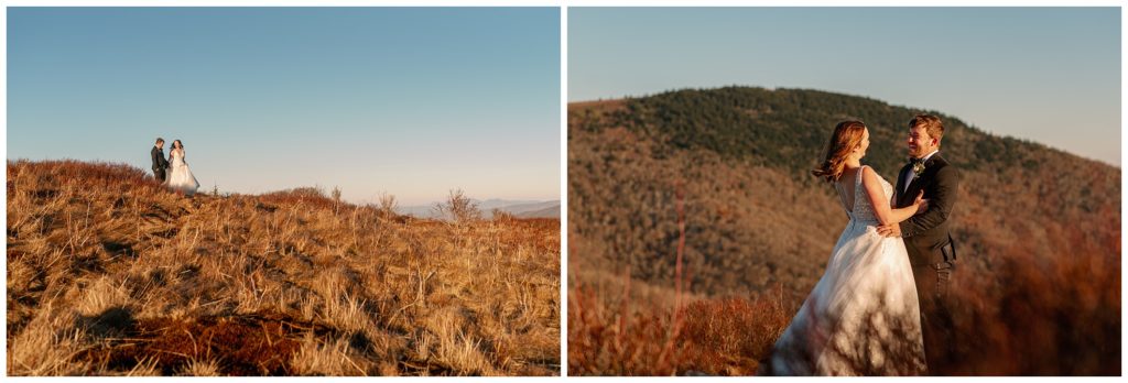 Carvers gap elopement at Sunset in the winter with Legacy and Legend
