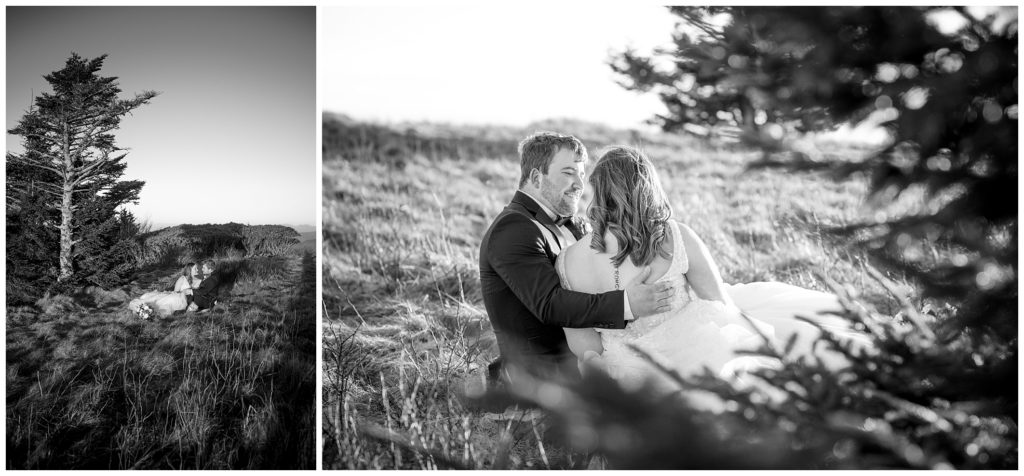 Black and white winter elopement portraits.