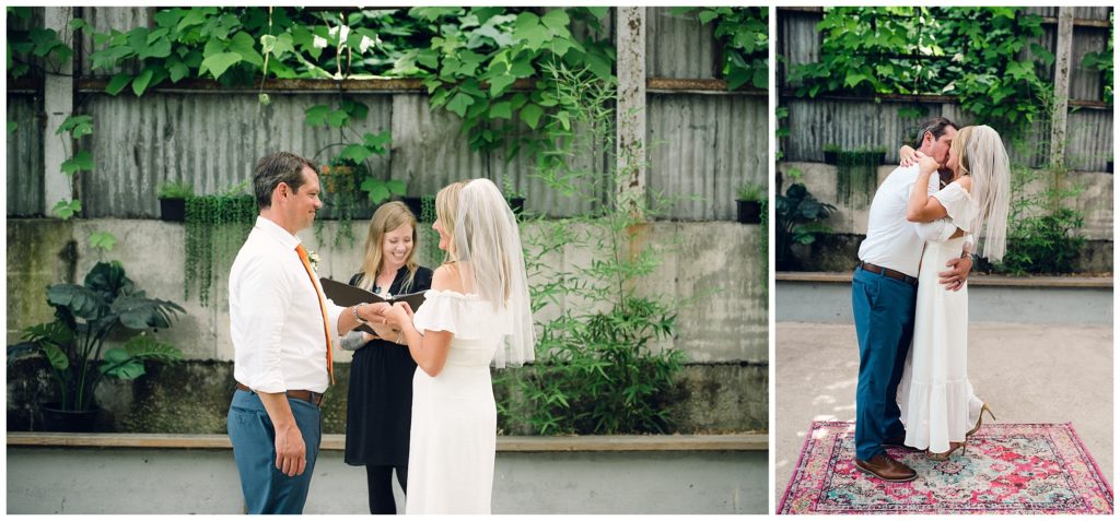 elopement ceremony at a garden at a brewery