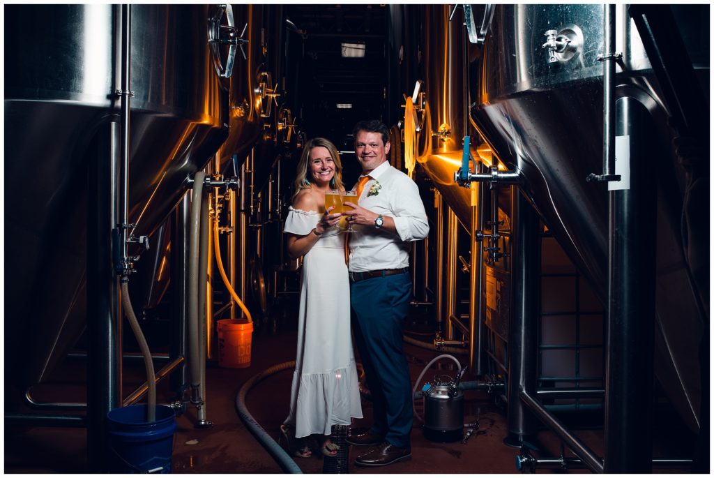 Brewery elopement at Hi-Wire brewing in Asheville, NC.
