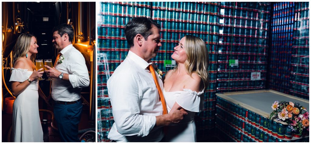 Elopement photos at a brewery