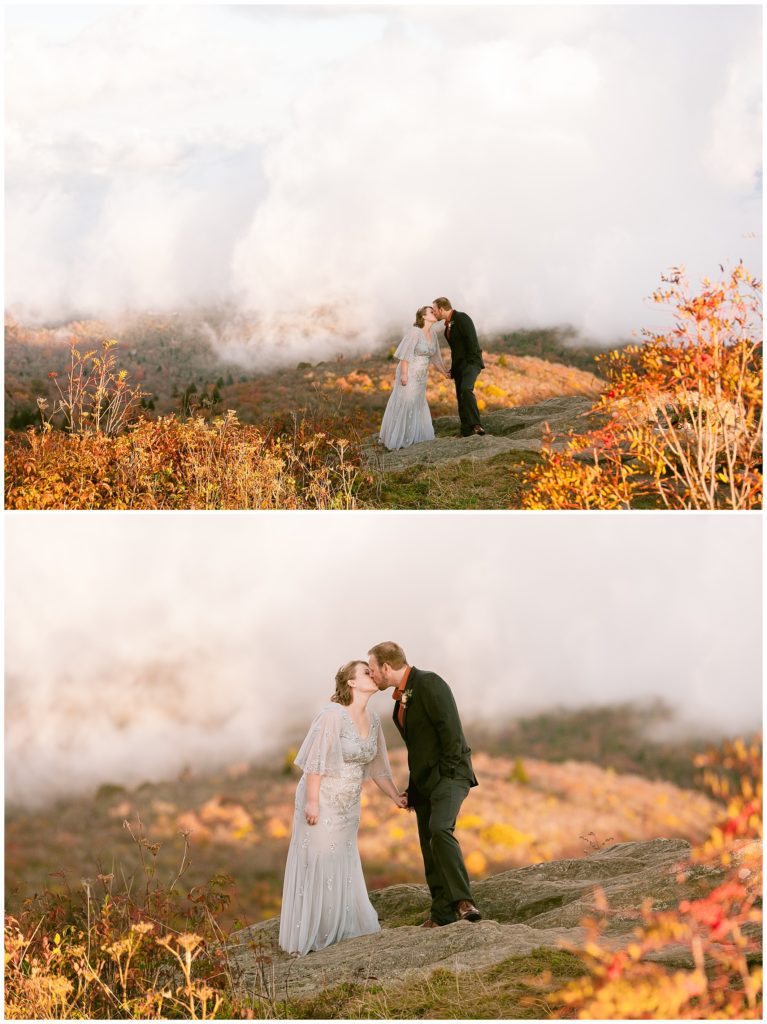 The fog rolled in on the mountain during their elopement  | Asheville Elopements