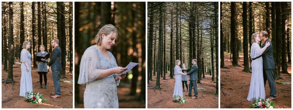 They said their vows in the forest surrounded by tall trees at Black Balsam  | Asheville Elopements